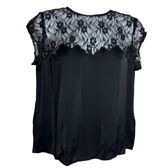 J. Crew Satin Lace Top Womens size XS Black Feminine Romantic blouse J.CREW NWT - Picture 6 of 13